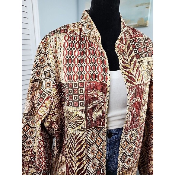 Alfred Dunner Jacket – Reversible Cotton Open Front Patchwork Blazer XL Vintage - Picture 3 of 8